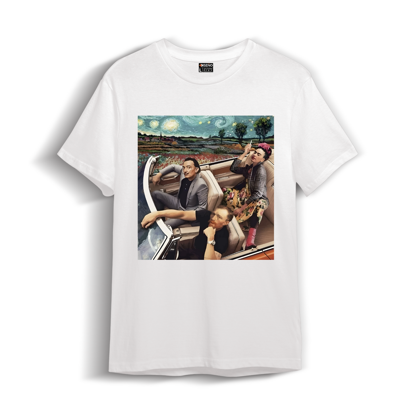 Polera Estampado Dali, Van goh, Frida Khalo moda Vintage Algodón