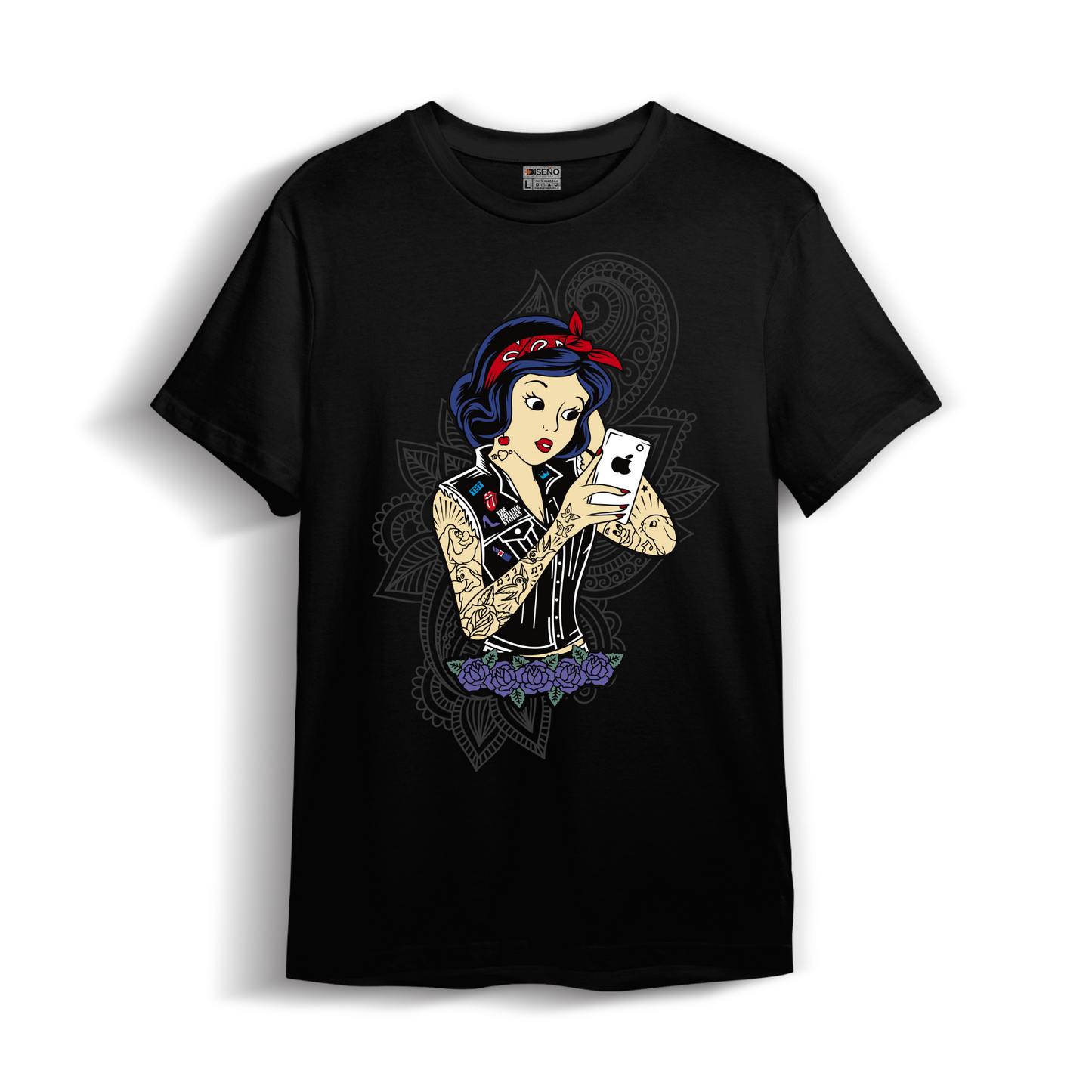 Polera Clasica Princesa Rockeras Rock Blanca 100 Algodon