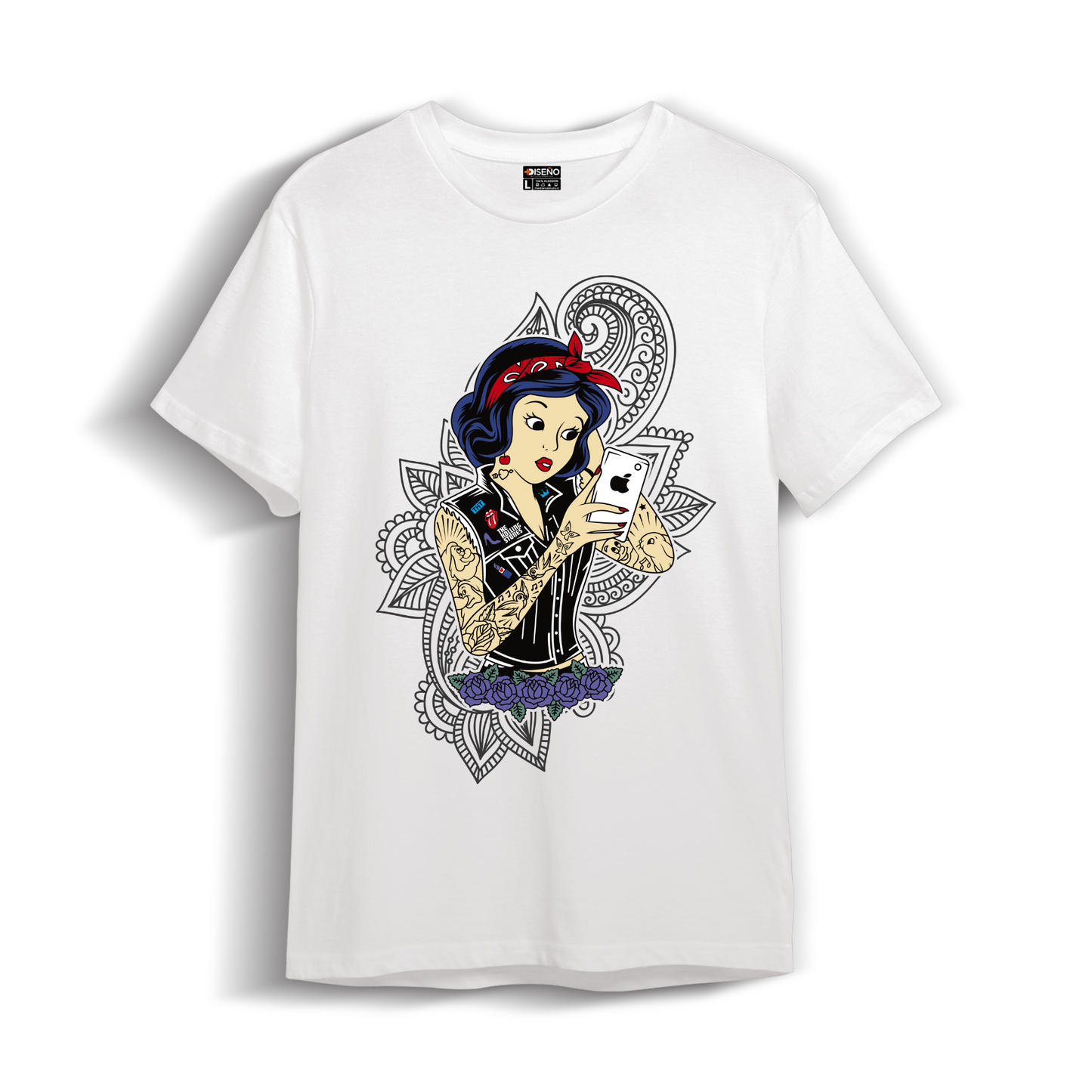 Polera Clasica Princesa Rockeras Rock Blanca 100 Algodon