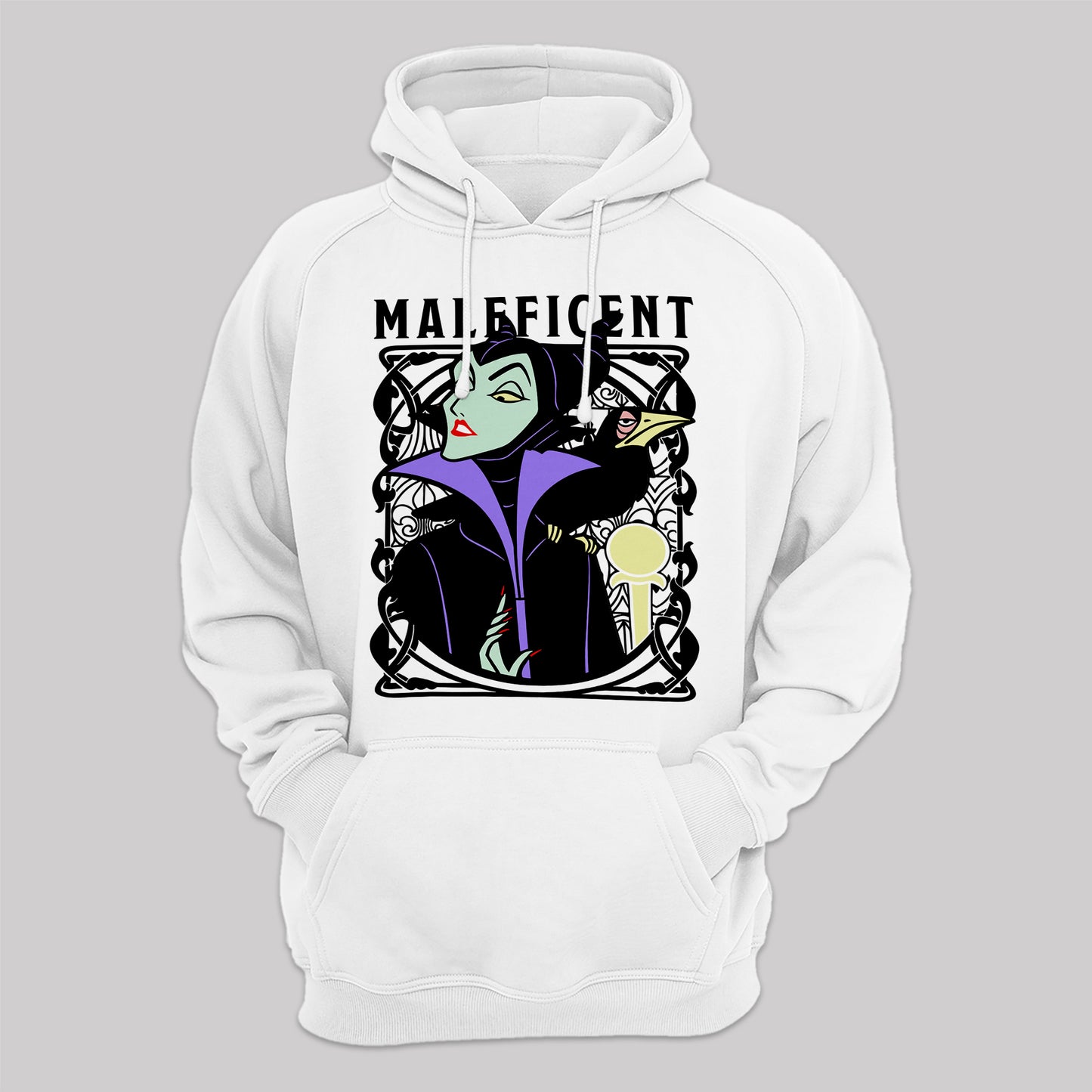 Poleron Canguro con capucha estampado Malefica